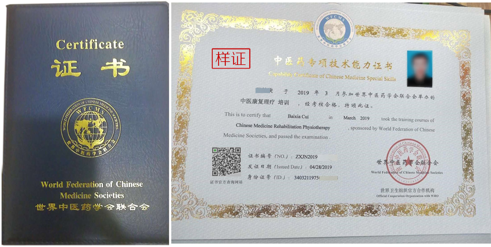 世界中医药学会联合会 证书样本1
